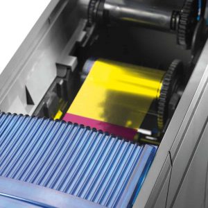 Datacard Printers Australia - Opened and displaying the colour ribbon