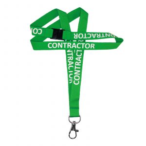 IPA L15WGRE1DHC Green Printed Contractor Lanyard